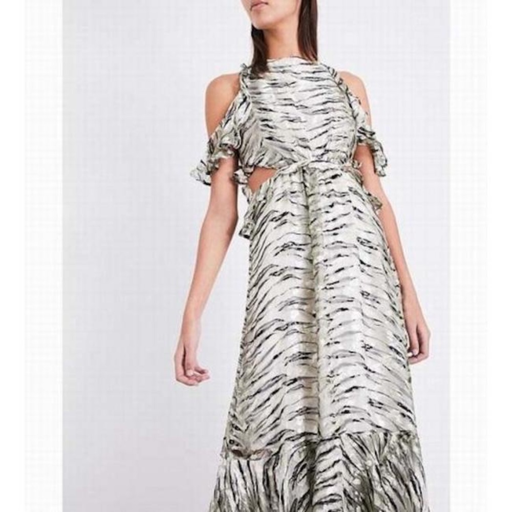 Topshop Animal Print Cutout Silk Dress